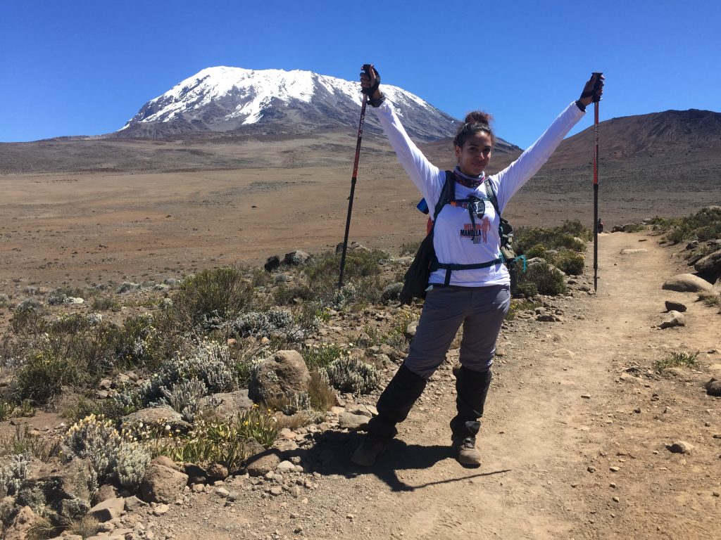 Cleo climbing Kilimanjaro
